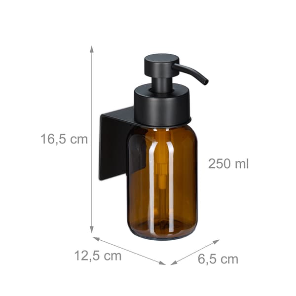 Vægmonteret sæbedispenser i glas, Amber, No-Drill