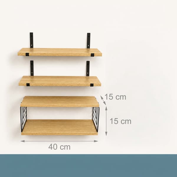 Väggmonterade MDF-hyllor, 3 delar, olika storlekar