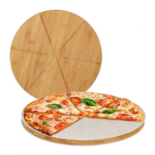 Pizzabræt i bambus, 2 stk, med bagepapir