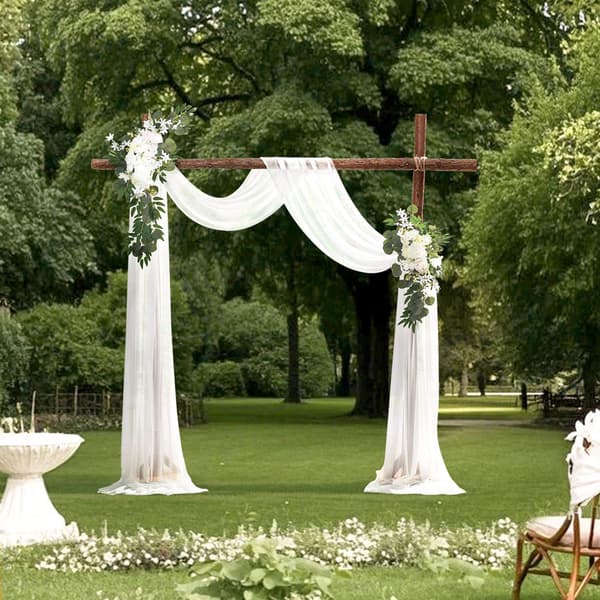 Blommor för bröllopsbåge, vit siden, 6,5 meter drapering, 3 delar