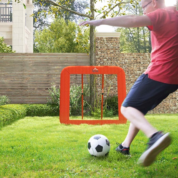 Rebounder för fotboll, hopfällbar fotbollsrebounder med skyddskant, pinnar, 5 nivåer höjdjusterbart rebound väggnät för handboll, volleyboll och baske