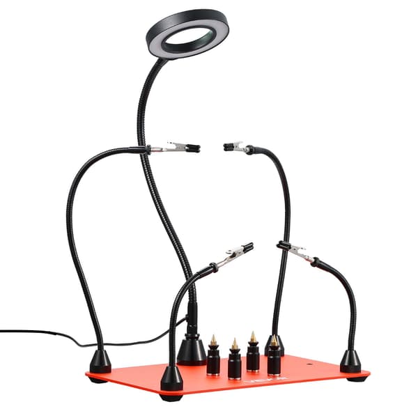 Helping Hands lödstation – 4 armar, 3x LED-förstoringsglas