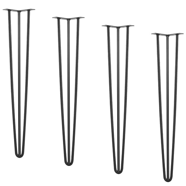 Hårnålsben, 28 tum, 4-pack, 3-stångs stål, svart