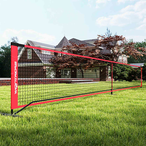 Pickleball Net Portable Set 6,7 m Pickleball System med nät, Court Marking Set, bollsamlare, fyra bollar och bärväska för utomhusbruk, uppfart