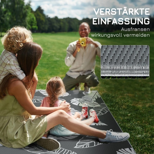 Udendørs Tæppe Vejrbestandigt Plasttæppe, Dobbeltsidet Design Til Altan Og Terrasse, Grå+Hvid, 182X274Cm