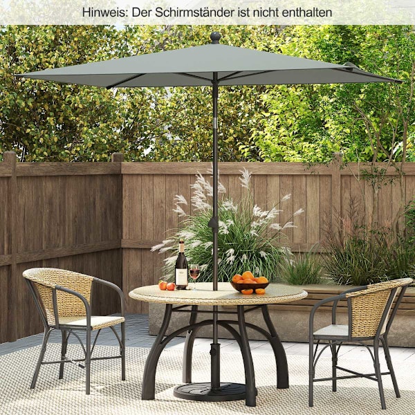 Rektangulær balkonparasol, 210x140 cm, grå, justerbar