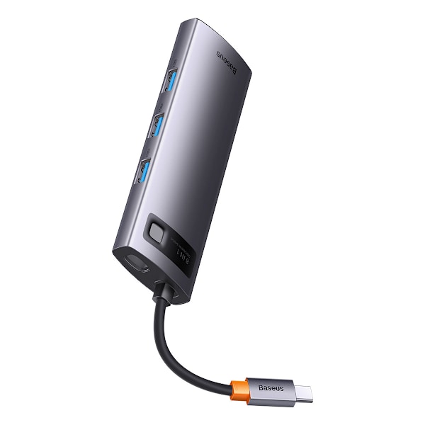 StarJoy HUB 8in1 USB-C 3xUSB HDMI RJ45 SD ja TF-kortinlukija PD harmaa