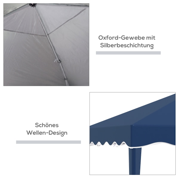 Folde Gazebo Pavillon 3 X 3 M Havepavillon Foldeligt Festtelt Højdejusterbart Havetelt Med Transportpose Uv Beskyttelse Stål Oxford Blå