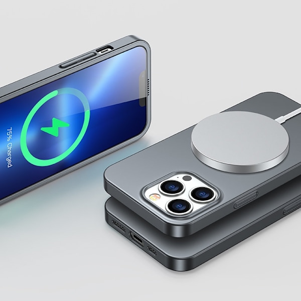 Fodralskal till iPhone 13 Pro, bak- och framskal + härdat glas, grått