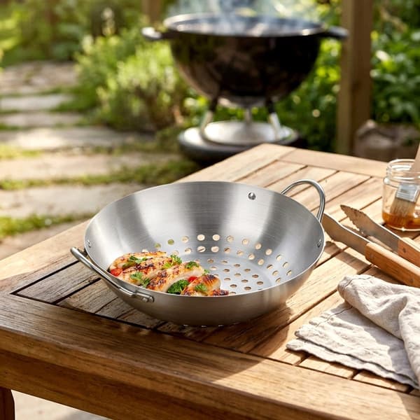 Grönsaksgrillkorg, rostfritt stål, perforerad, 20,5 cm