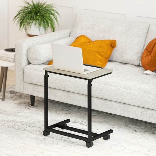 Justerbart sidobord med hjul, metallram, tippbart