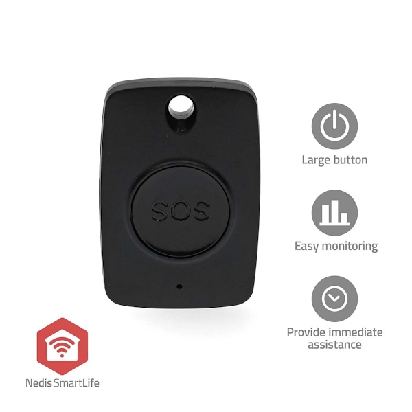 Smart Panikknap | Zigbee 3.0 | Energi fra batteritype: CR2450 | Sort
