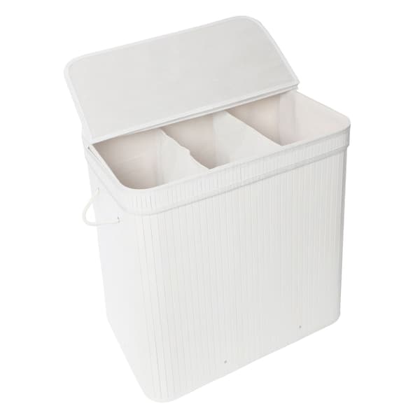 Bambu tvättkorg med lock, tvättbart foder