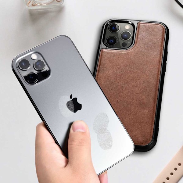 Cover betrukket med naturligt læder til iPhone 12 Pro Max Læderolievoks sort