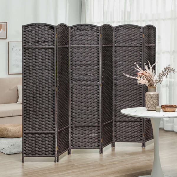 6-panels fällbar rumsavdelare, brun, polypropen