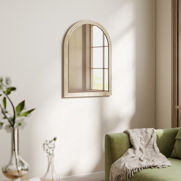 Buet vægspejl, beige, 50 x 70 cm, polystyrenramme
