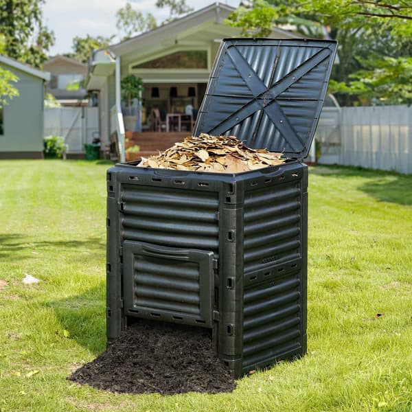 80 gallon utomhuskompostbehållare, lock och bottendörr