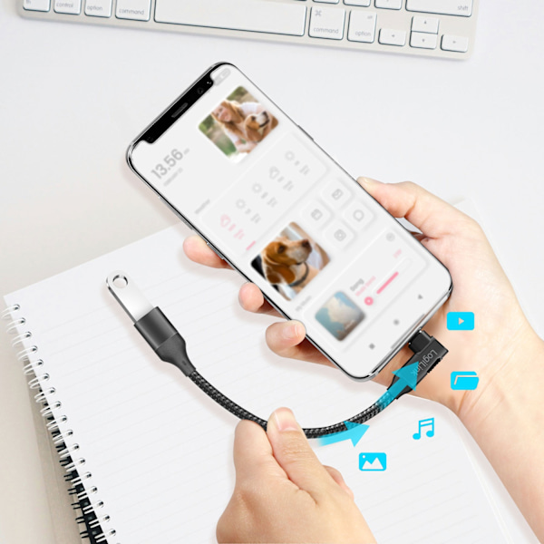 Vinklet USB-C kabel USB 3.2 15W 0.2m