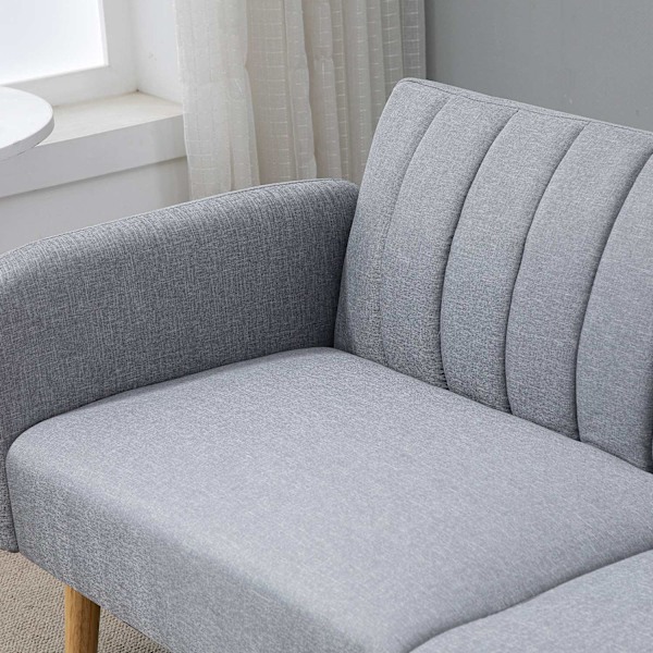 Bäddsoffa, 2-sits soffa med sovfunktion, justerbart ryggstöd, tjockt vadderad soffa, armstöd, bäddsoffa med träben för vardagsrum, gästrum, 173 x 75 x