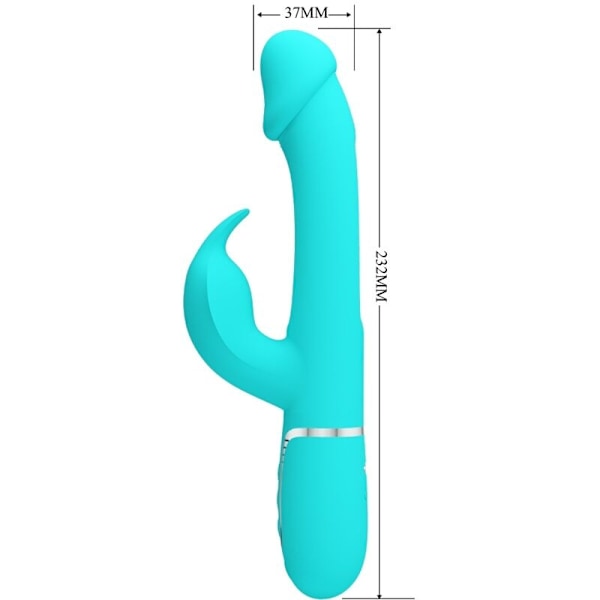 Pretty Love - Kampas Rabbit 3 I 1 Multifunktion Vibrator Med Tongue Aqua Green