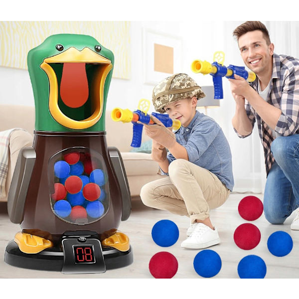 Duck Shooting Game Set för barn – 2 vapen, 48 skumbollar
