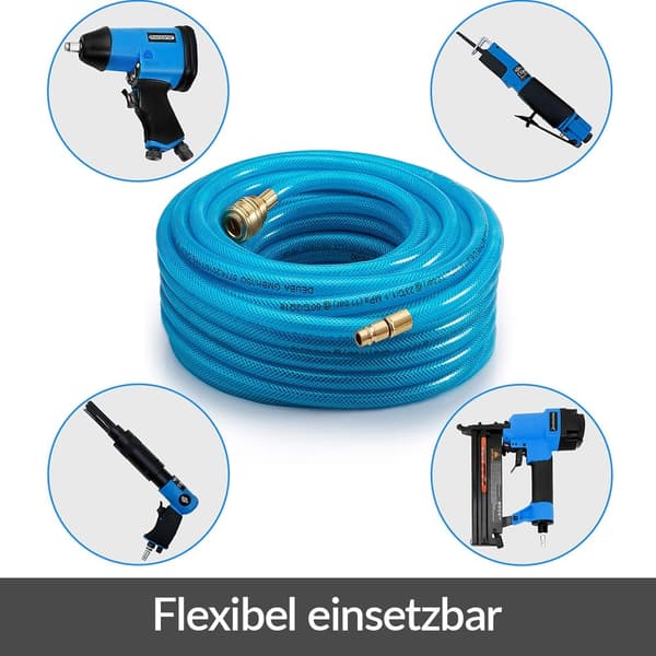 Trykluftslange, gummi, 1/4", 15m, 15 bar