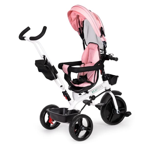 Trehjuling barnvagn 360* vridbar sits Rosa
