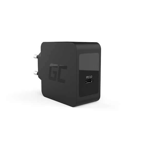 Green Cell Charger USB-C 18W PD til Samsung Galaxy S8/S8+/S9/S9+/Note 8, iPhone X/8/8 Plus osv. Sort