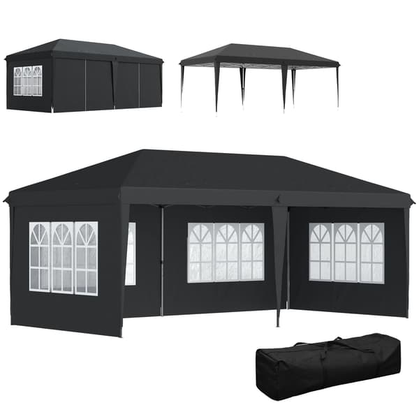 Vedenpitävä pikapaviljonki 3x6m UV-suojalla, musta
