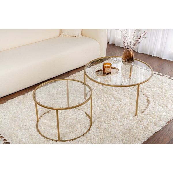 Soffbordsset Guld-Transparent-80-60