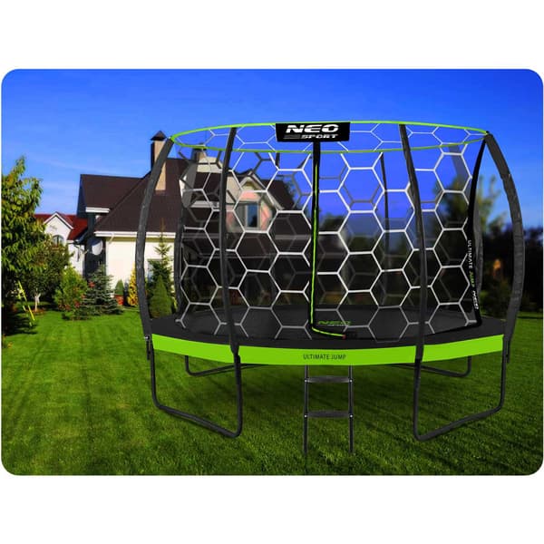 Trampolinsikkerhedsnet, 252 cm, 6 stænger, lynlåsåbning