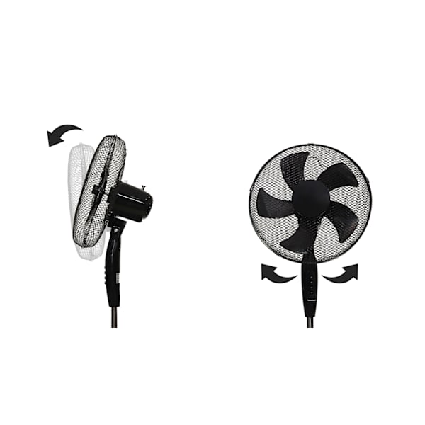 Stående gulvventilator 45W – 3 tilstande, 5 blade, sort