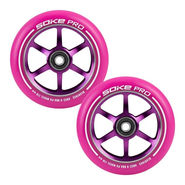 Rosa hjul till sparkcykel 110 mm - 2-pack