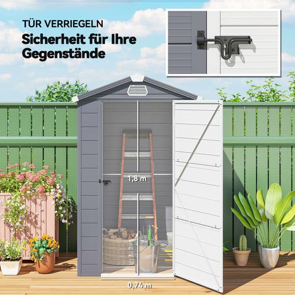 Förråd för utomhusbruk, 1,1 m², polypropen, låsbar dörr