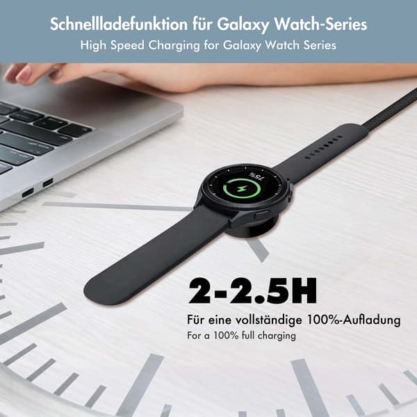 LogiLink Magnetisk Oplader til Galaxy Watch 3–8, Active 1/2, Ultra, USB-C, Sort