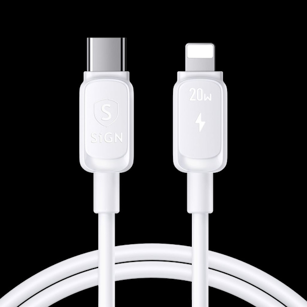 SiGN USB-C - Lightning-kaapeli 20 W, 0,25 m - valkoinen