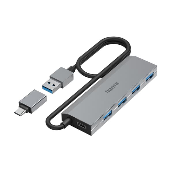 USB 3.2 -keskitin, jossa 4 porttia, 5 Gbps, USB-C-sovitin