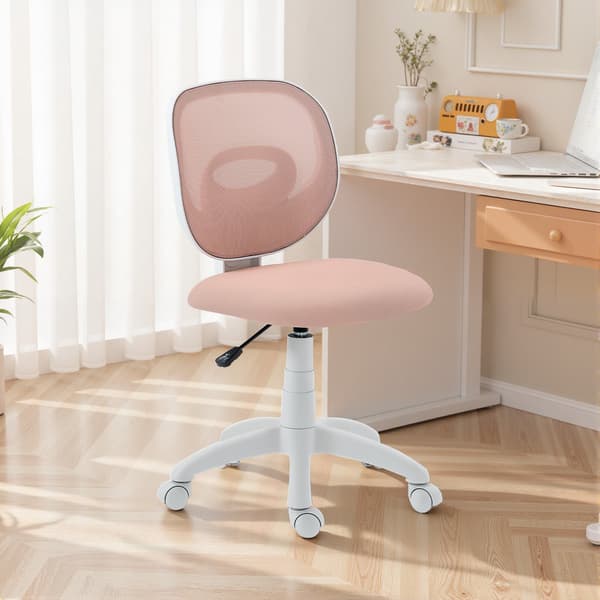 Ergonomisk kontorstol, justerbar højde, lyserød