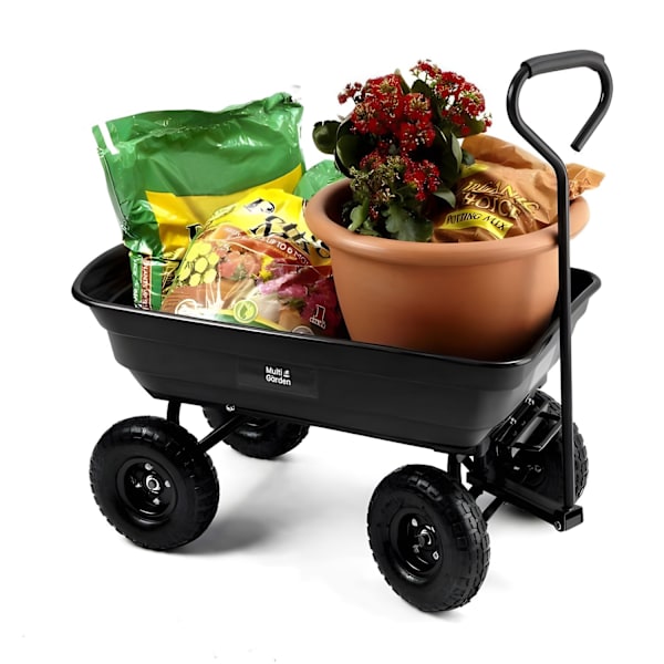 Puutarhakuljetuskärry, kottikärryt, kippiauto, 75L, 200 kg, isot puhallettavat pyörät, MultiGarden