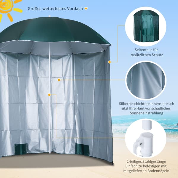 Beach Sateenvarjo Sivuseinä Polyesteri Tummanvihreä 2,2Xh2,2M