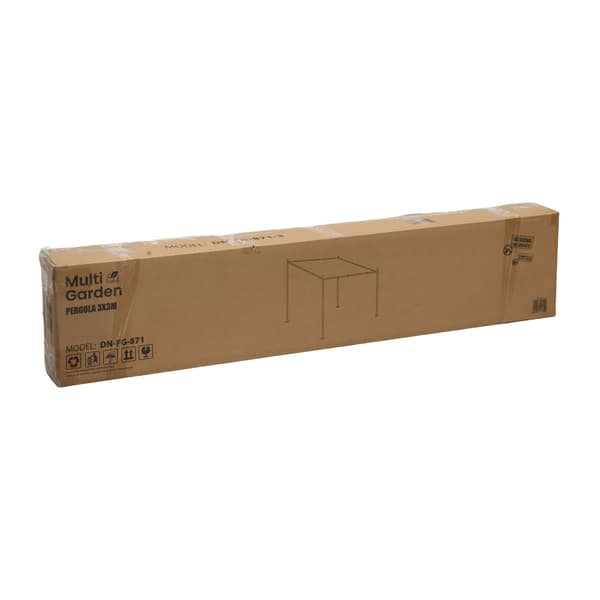 Trädgårdspergola 3x3m, stålram, beige tak