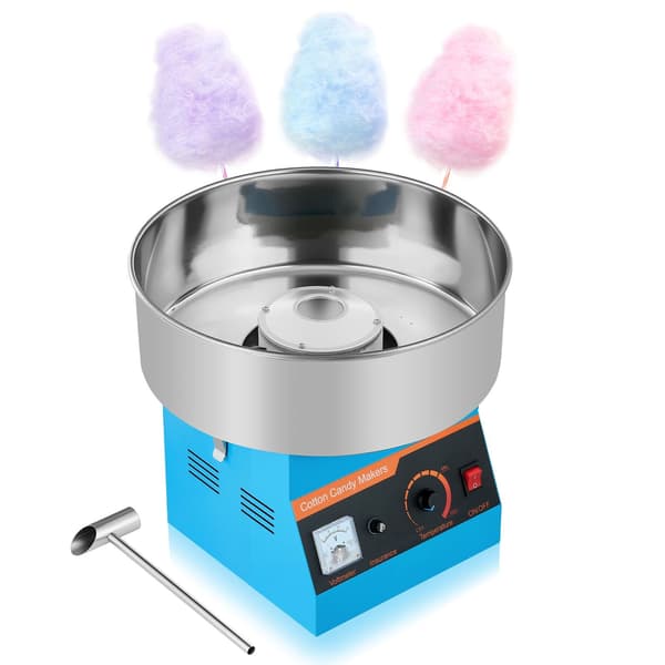 Candyflossmaskine 1000W, 38 cm skål i rustfrit stål, blå