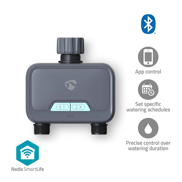 SmartLife Vandkontrol | Bluetooth® | Batteridrevet | IP54 | Maksimalt vandtryk: 8 Bar | Android™/IOS