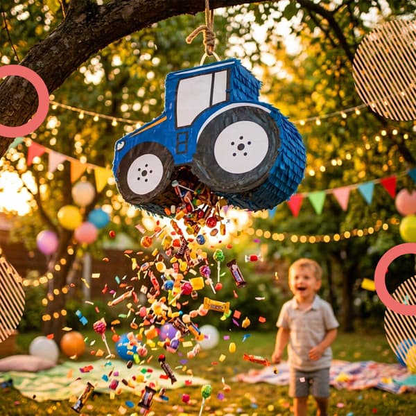 Traktor Piñata Set – Inkluderar fladdermus och ögonbindelmask
