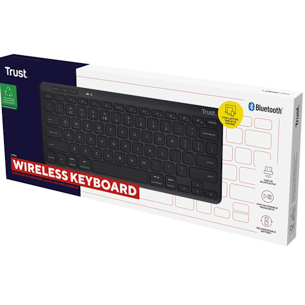 Lyra Kompakt trådløst tastatur nordisk layout