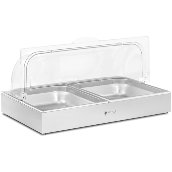 Aamiaisbuffet vitriini, jossa rolltop kansi 2x GN 1/2 2x 4 l