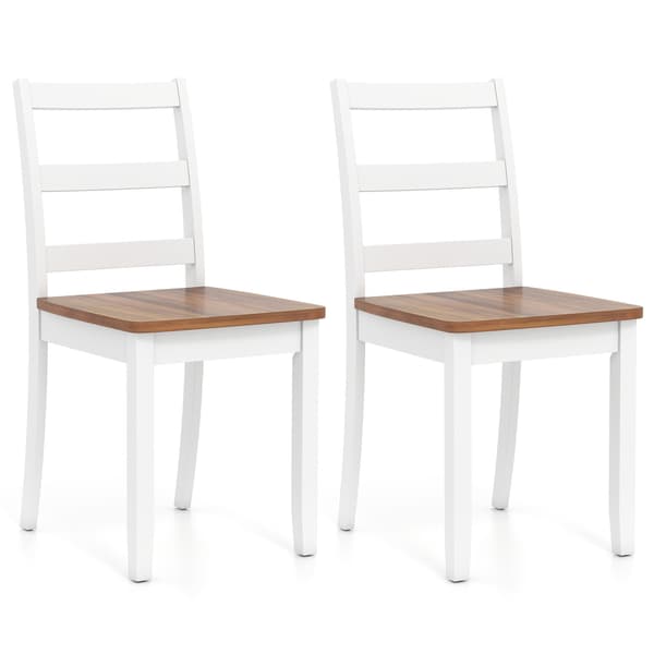 Set med 2 matstolar, stegerygg, ben i gummiträ