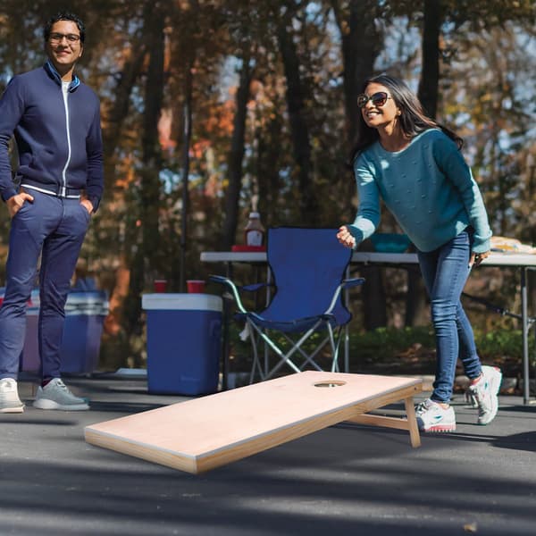 Cornhole-bræddesæt, 12x60 cm massivt træ, foldbar kuffert