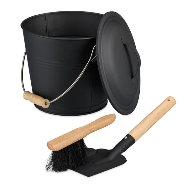 Askhink med lock, spade och borste, 4,5 l
