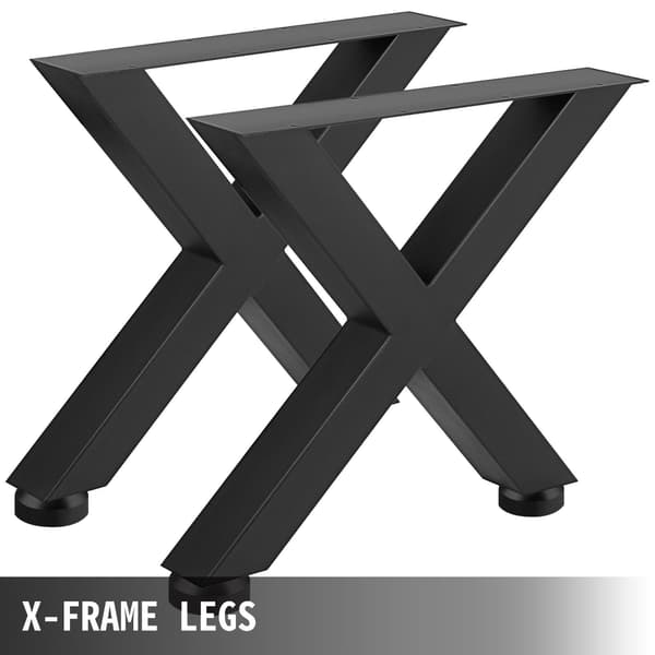 Bordsben i metall, X-ram, svarta, 72 x 79 cm, 2-pack